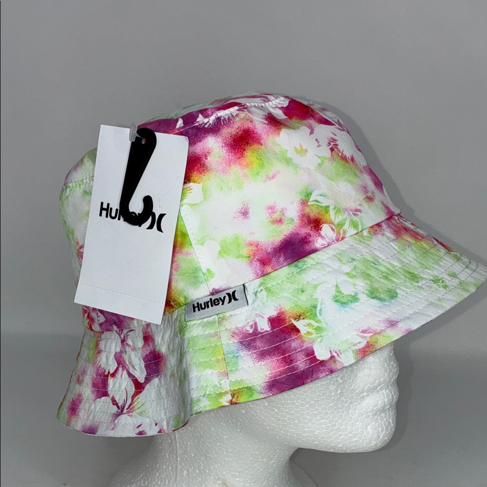 NWT Women’s Hurley Floral print Tie-Dye Bucket Hat - Pink and Green